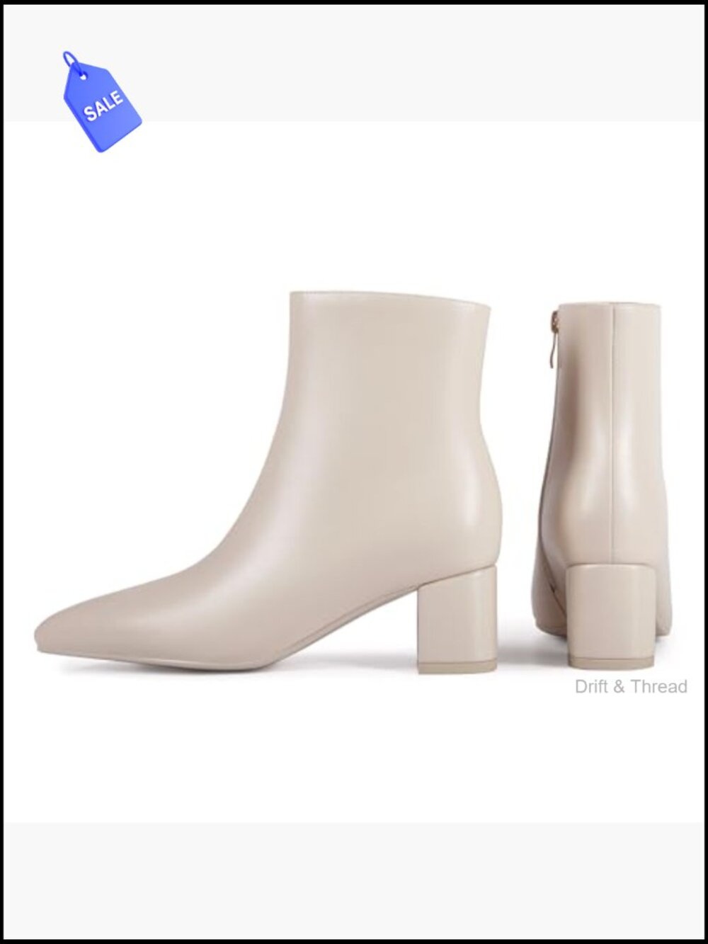 Pointed Toe Chunky Block Heel Ankle Booties Low Heel - Picture 5 of 7